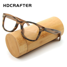 Hdcrafter armação de óculos de prescrição, retrô, madeira, liso, miopia, lentes claras, quadrado, armação de óculos 2024 - compre barato