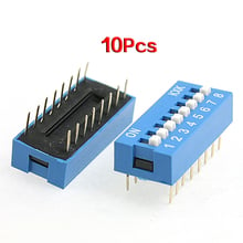 High Quality 10 Pcs 2.54mm Pitch 8 Positions 16 Pin Blue DIP Switch 8P 2024 - buy cheap