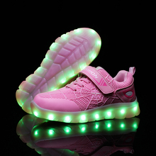 Зеленая детская обувь; Популярный светодиодный светильник; Светящаяся обувь для мальчиков и девочек; Спортивная обувь с usb-зарядкой; Повседневная обувь с подсветкой; Детские светящиеся кроссовки 2024 - купить недорого