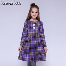 Kseniya-vestidos de manga larga para niña, vestidos gruesos de algodón a cuadros de estilo europeo y americano, vestidos de fiesta para niña 6 8 10 2024 - compra barato