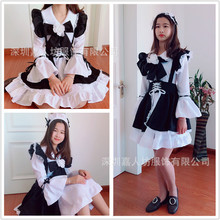 Disfraz de lolita gótico para adultos, traje de manga larga en blanco y negro, de viento, para cosplay, anime, love live 2024 - compra barato