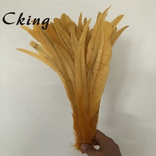 Gold Yellow Rooster tails Feather 20-25cm 8-10inch coque feathers 100pcs/lot 2024 - buy cheap