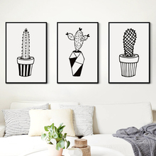 Cuadro de Cactus A4 A3 en blanco y negro para decoración del hogar, pintura artística sencilla, póster impreso, imagen para pared, sala de estar y dormitorio, 07G 2024 - compra barato