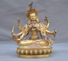 Рождество 8 "Тибетский буддизм, бронзовый позолоченный 8 рук тара Кван-Инь богиня Гуаньинь статуя Будды Хэллоуин 2024 - купить недорого