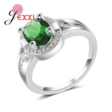 Novo shinning oval verde zircon cúbico 100% prata festa anéis não convencionais para meninas/senhoras grande promoção 2024 - compre barato