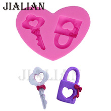 Heart Lovely Lock Key 3D Silicone Mold Non-Stick Cake Decorating Fondant tools Soap Mold kitchen Baking accessories T0839 2024 - buy cheap