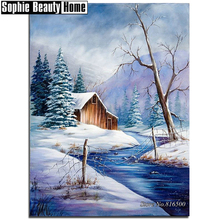 DIY 5D Diamond Mosaic Snow House River Tree Handmade Diamond Painting Cross Stitch Kits Rhinestones Embroidery Patterns 187038 2024 - buy cheap