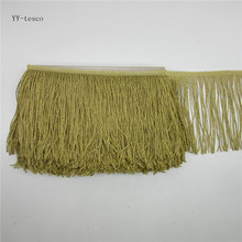 YY-tesco 1Yards 15cm Wide Gold Lace Fringe Trim Tassel Fringe Trimming For Latin Dress Stage Clothes Accessorie Lace Ribbon 2024 - buy cheap