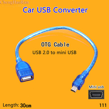 Adaptador USB 2,0 hembra a Mini USB macho, Cable de datos de Puerto 5P OTG V3 para tableta de Audio de coche, MP3, MP4, altavoz de bocina, 30cm, 0,3 m 2024 - compra barato