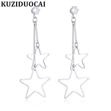 Kuziduocai-Pendientes de tuerca de circonita deslumbrantes para mujer, joyería de moda que no se decolora, estrella de pentagrama, regalo para niña, E-27 2024 - compra barato