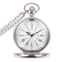 2021 New Silver Bronze Polishing Pocket Watch Quartz Movement Clock Necklace Pocket & Fob Watches Pendant Sweater Chain Women 2024 - buy cheap