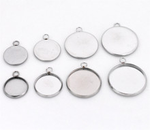 20pcs/lot 12/14/18/20mm Inner Size Stainless Steel Material Simple Style Cabochon Base Cameo Setting Charms Pendant Tray 2024 - buy cheap