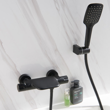 Grifo termostático montado en la pared para baño, juego de grifería de mano de 38 grados, de cobre negro, para bañera y ducha 2024 - compra barato