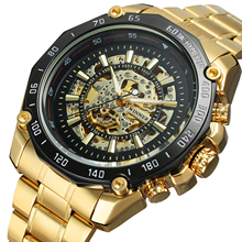 Winner Luminous Brand Gold Steel Men Automatic Mechanical Skeleton Military Relogio Male Montre Men Sport Watch Relojes Hombre 2024 - buy cheap