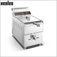 XEOLEO-freidora de Gas comercial, máquina para freír patatas fritas, con sistema de válvula de aceite, 18l 2024 - compra barato