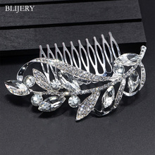 BLIJERY New Silver Color Rhinestone Crystal Floral Wedding Hair Combs For Brides Women Headpiece Bridal Hair Jewelry Accessories 2024 - buy cheap