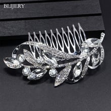 BLIJERY-peines para el pelo con diamantes de imitación para mujer, accesorios de joyas para el pelo con cristales florales para boda, nuevo Color plata 2024 - compra barato