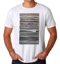 Stack de discos de vinilo para hombres, camiseta blanca de música de casa, Techno, camisetas de diseño Harajuku divertidas 2024 - compra barato