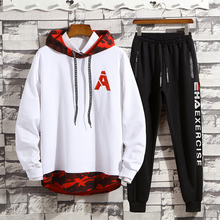 Men Set Brand Tracksuit Fashion Casual Sportswear Two Piece Sets Cotton Letter A Printed Hoodie+Pants Sporting Suit Spring 2024 - buy cheap