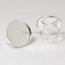 Blank Open Ring Settings with Strong Round Bezel Glass Cameo Cabochon Bases Rings DIY Findings Silver Plated 2024 - buy cheap