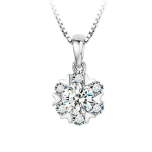 Collar de plata de ley 925 con forma de flor de circonia cúbica, joyería brillante, accesorio de regalo, nuevo colgante 2024 - compra barato