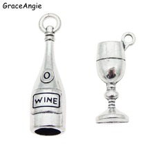 GraceAngie 20pcs Vintage   Wine Bottle and Goblet Charm Pendant Zinc Alloy DIY Necklace Jewelry Bracelet Making AccessoryColor 2024 - buy cheap