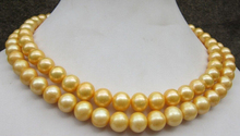 Free shipping  001883 34 inch 10-11 mm genuine south sea golden pearl necklace 14 Gold Clasp 2024 - buy cheap