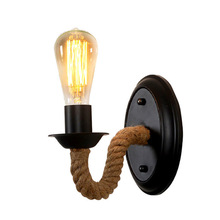 Lámpara de pared Loft cuerda de hierro cáñamo lámpara de pared Retro iluminación Vintage interior Industrial Americano iluminación polea de elevación luz de pared 2024 - compra barato