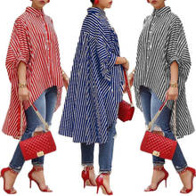 Fashion Women Loose Long Sleeve Striped Shirt Casual Blouse Shirt Lantern Sleeve Shirts Women's Girl O-Neck Batwing Sleeve Dress 2024 - buy cheap
