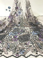 Tela de encaje de moda para vestido de fiesta, bonito diseño, H-1961706, tela de malla de tul bordada africana 2024 - compra barato
