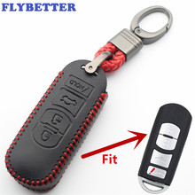 FLYBETTER Genuine Leather 4Button Key Fob Protector Keyless Entry Holder Cover For Mazda M3/M6/CX-7/CX-9  L419 2024 - buy cheap