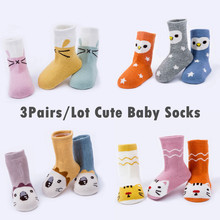 Lote de 3 pares de calcetines de algodón para bebé recién nacido, calcetines cortos con estampado de animales, zorro, tiburón y gato 2024 - compra barato
