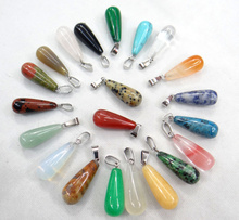 12PCS Natural Stone  teardrop Shape Pendants Pink Crystal stone Charms for DIY Jewelry Making pendant Charms wholesale 10*25 mm 2024 - buy cheap