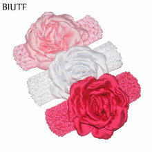 10pcs/lot Crochet Headband with Satin Peony Flower Girl Fashion Headwear for Christmas 27 Color to Choose HB016 2024 - buy cheap