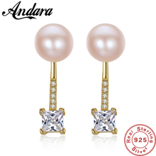 925 Sterling Silver Sparkling Zircon Fresh Water Pearl Drop Earrings for Women Authentic Silver Jewelry Gift 2024 - buy cheap