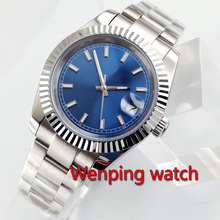 40mm Bliger no logo Silver white black blue dial luminous marks solid case date window sapphire glass automatic mens watch W2854 2024 - buy cheap