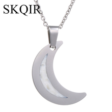 Personality Silver Moon Pendant Necklace for women Stainless Steel Jewelry Chain Choker Mother's Day necklaces Gift Wholesale 2024 - buy cheap