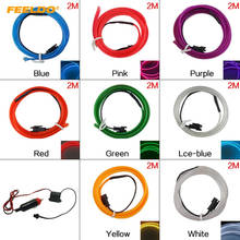 FEELDO 10pcs 2M Car Decoration Flexible Moulding EL Neon Glow Lighting Rope Strip With Fin And Cigar Lighter 9-color #3991 2024 - buy cheap