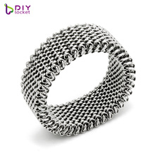 10pcs/lot Wholesale 8# Fashion Silver Color Stainless Steel Stretchable Mesh Ring LSBR056 2024 - buy cheap