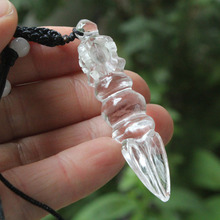 free shipping  j00666 Clear Natural crystal buddhist Meditation amulet Dorje Phurba pendant  long 36mm 2024 - buy cheap