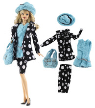 Nk conjunto com vestido de boneca, roupa moderna, vestimenta diária casual, bolsa de chapéu para boneca barbie, acessórios de presente, brinquedos de bebê 91 dz 2024 - compre barato