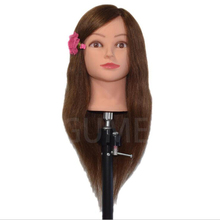 100% Human Hair Mannequins Head 18inch Training Head With Brown Hair Head Styling Professional Female Hairdresser Mannequin Head 2024 - buy cheap