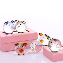 Christmas Crystal Glass Animal Pig miniature Figurines Desk Bauble Ornaments Mini Home Furniture Wedding Crafts Souvenirs 2024 - buy cheap