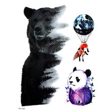 5 шт., черный медведь и панда, водонепроницаемые Временные татуировки для мужчин, Красивые Животные, флэш-тату наклейка для рук, временные тату для детей 2024 - купить недорого