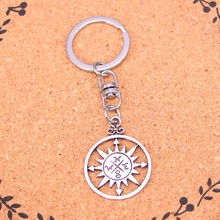 20Pcs Fashion Amulet Charm Evil Eye Sliver Plated keyring circle compass Alloy Keychain For Gift Car Key Chain Jewelry 2024 - buy cheap