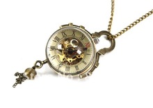 G Reloj de bolsillo mecánico de bolas de cristal de bronce, accesorios de moda Steampunk, esqueleto, precio al por mayor 2024 - compra barato