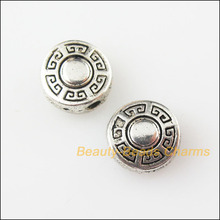 Fashion 15Pcs Tibetan Silver Color Round Flat Flower Spacer Beads Charms 9mm 2024 - buy cheap