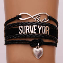 Drop Shipping Infinity Love Surveyor Bracelets Handmade Heart Charm Leather Braided Bracelet & Bangles Profession Men Jewelry 2024 - buy cheap