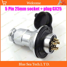 Free Shipping 2 sets 5 Pin 25mm Male&Female Aviation plug Connector kit GX25 Socket+Plug+WaterProof Cap,Aviation plug interface 2024 - buy cheap