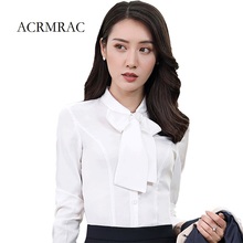 ACRMRAC Women 2018 New shirt Long sleeves Bowknot Slim Large size Business Formal wear Blouses & Shirts 2024 - buy cheap